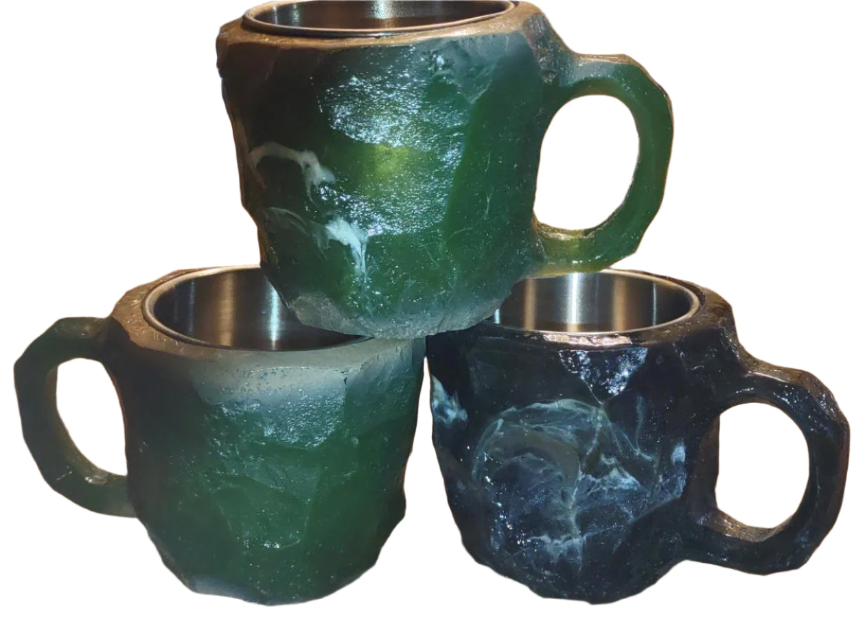 Mineral Natural Crystal Mugs with stainless steel liner.
