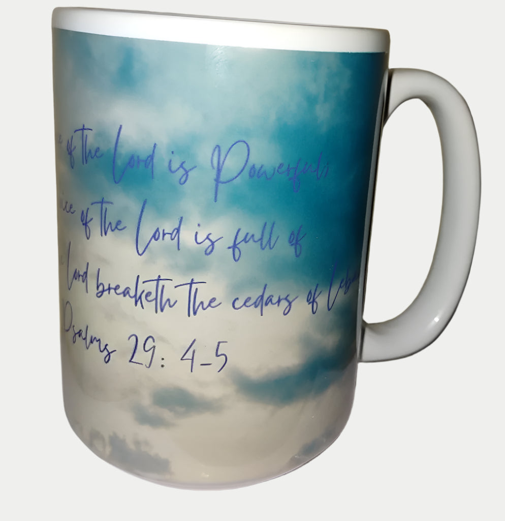 The Voice Of The Lord Scriptural Mugs (Gold Rim & Handle)